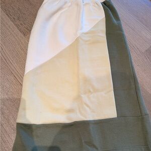 Colorblock Midi Skirt in Cream and Green